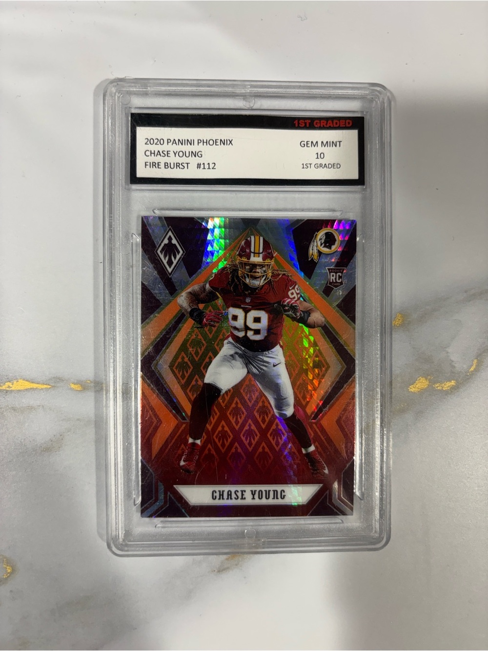 Panini Red and Purple Holo Football Chase Young Rookie Card Graded a 10